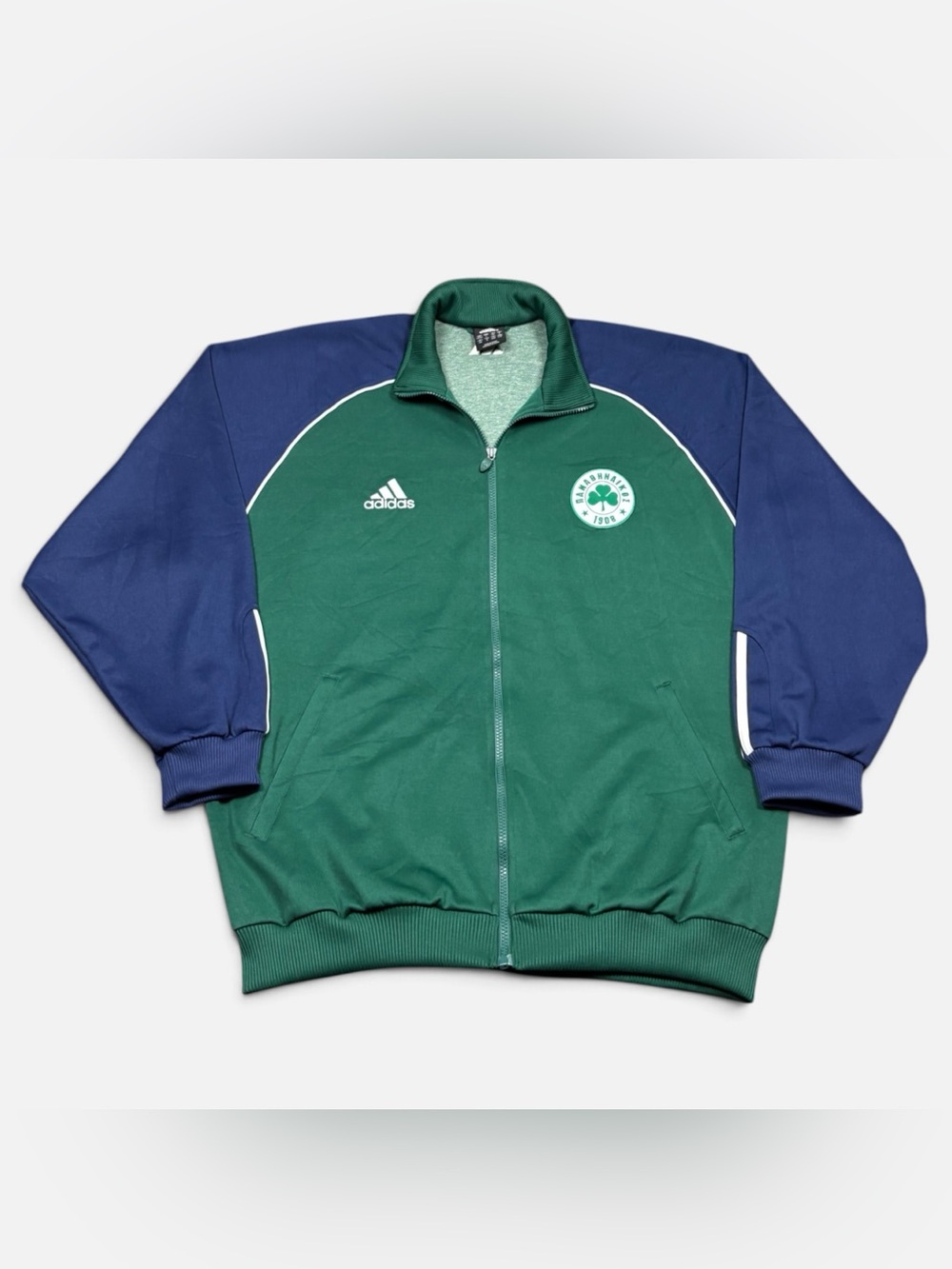 Panathinaikos 2002/2003 Adidas Soccer Football Track Jacket Green Blue Men Large